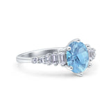 Oval Natural Stone Tapered Baguette Ring