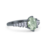 Oval Natural Stone Tapered Baguette Ring