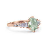 Oval Natural Stone Tapered Baguette Ring