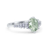 Oval Natural Stone Tapered Baguette Ring