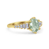 Oval Natural Stone Tapered Baguette Ring