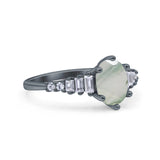 Oval Natural Stone Tapered Baguette Ring