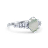 Oval Natural Stone Tapered Baguette Ring