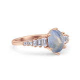 Oval Natural Stone Tapered Baguette Ring