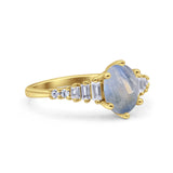 Oval Natural Stone Tapered Baguette Ring