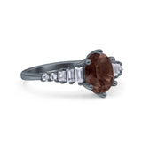 Oval Natural Stone Tapered Baguette Ring