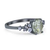 Art Deco Natural Green Amethyst Prasiolite Silver Ring