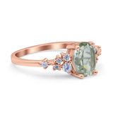 Art Deco Natural Green Amethyst Prasiolite Silver Ring