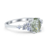 Art Deco Natural Green Amethyst Prasiolite Silver Ring