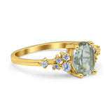 Art Deco Natural Green Amethyst Prasiolite Silver Ring