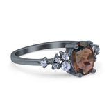 Art Deco Natural Chocolate Smoky Quartz Silver Ring