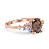 Art Deco Natural Chocolate Smoky Quartz Silver Ring