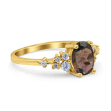 Art Deco Natural Chocolate Smoky Quartz Silver Ring