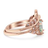 Vintage Oval Leaf Style Chevron Ring