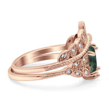 Vintage Oval Leaf Style Chevron Ring