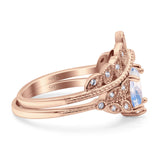 Vintage Oval Leaf Style Chevron Ring