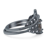 Vintage Oval Leaf Style Chevron Ring