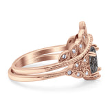 Vintage Oval Leaf Style Chevron Ring