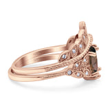 Vintage Oval Leaf Style Chevron Ring