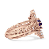 Three Piece Round Leaf Style Bridal Silver Ring