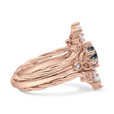 Three Piece Round Leaf Style Bridal Silver Ring