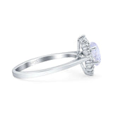 Art Deco Oval Halo Floral Ring