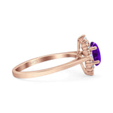 Art Deco Oval Halo Floral Ring