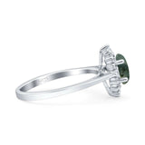 Art Deco Oval Halo Floral Ring