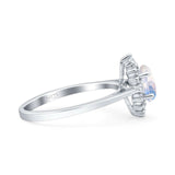 Art Deco Oval Halo Floral Ring