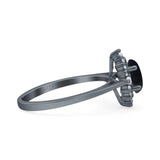Art Deco Oval Halo Floral Ring