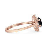 Art Deco Oval Halo Floral Ring