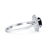 Art Deco Oval Halo Floral Ring