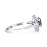 Art Deco Oval Halo Floral Ring