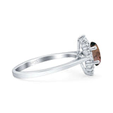 Art Deco Oval Halo Floral Ring