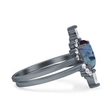 Two Piece Oval Curved Contour Silver Ring