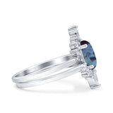Two Piece Oval Curved Contour Silver Ring