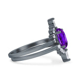 Two Piece Oval Curved Contour Silver Ring