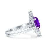 Two Piece Oval Curved Contour Silver Ring