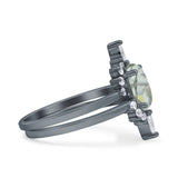 Two Piece Oval Curved Contour Silver Ring
