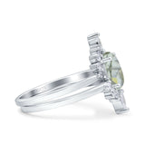 Two Piece Oval Curved Contour Silver Ring