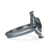 Two Piece Oval Curved Contour Silver Ring