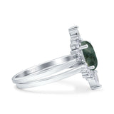 Two Piece Oval Curved Contour Silver Ring
