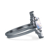 Two Piece Oval Curved Contour Silver Ring