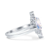 Two Piece Oval Curved Contour Silver Ring