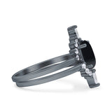 Two Piece Oval Curved Contour Silver Ring