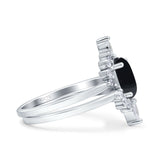 Two Piece Oval Curved Contour Silver Ring