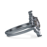 Two Piece Oval Curved Contour Silver Ring
