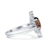 Two Piece Oval Curved Contour Silver Ring