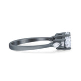 Round Five Stone Marqise Style Silver Ring