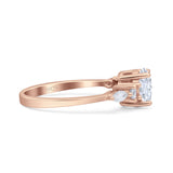 Round Five Stone Marqise Style Silver Ring